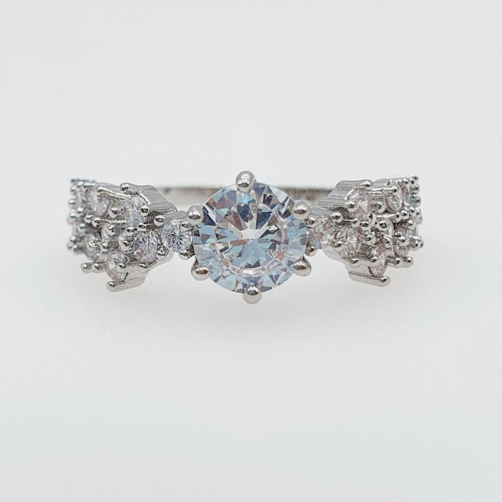 "Round Cut CZ Stone Wedding Promise Ring for Women, - Picture 4 of 4